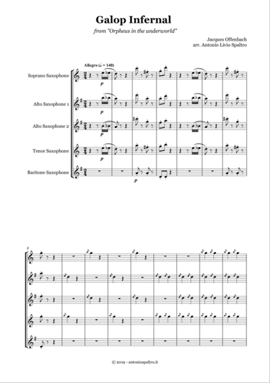 Galop Infernal (Can Can) for Saxophone Quintet Saxophone Quintet scores gallery preview page 2