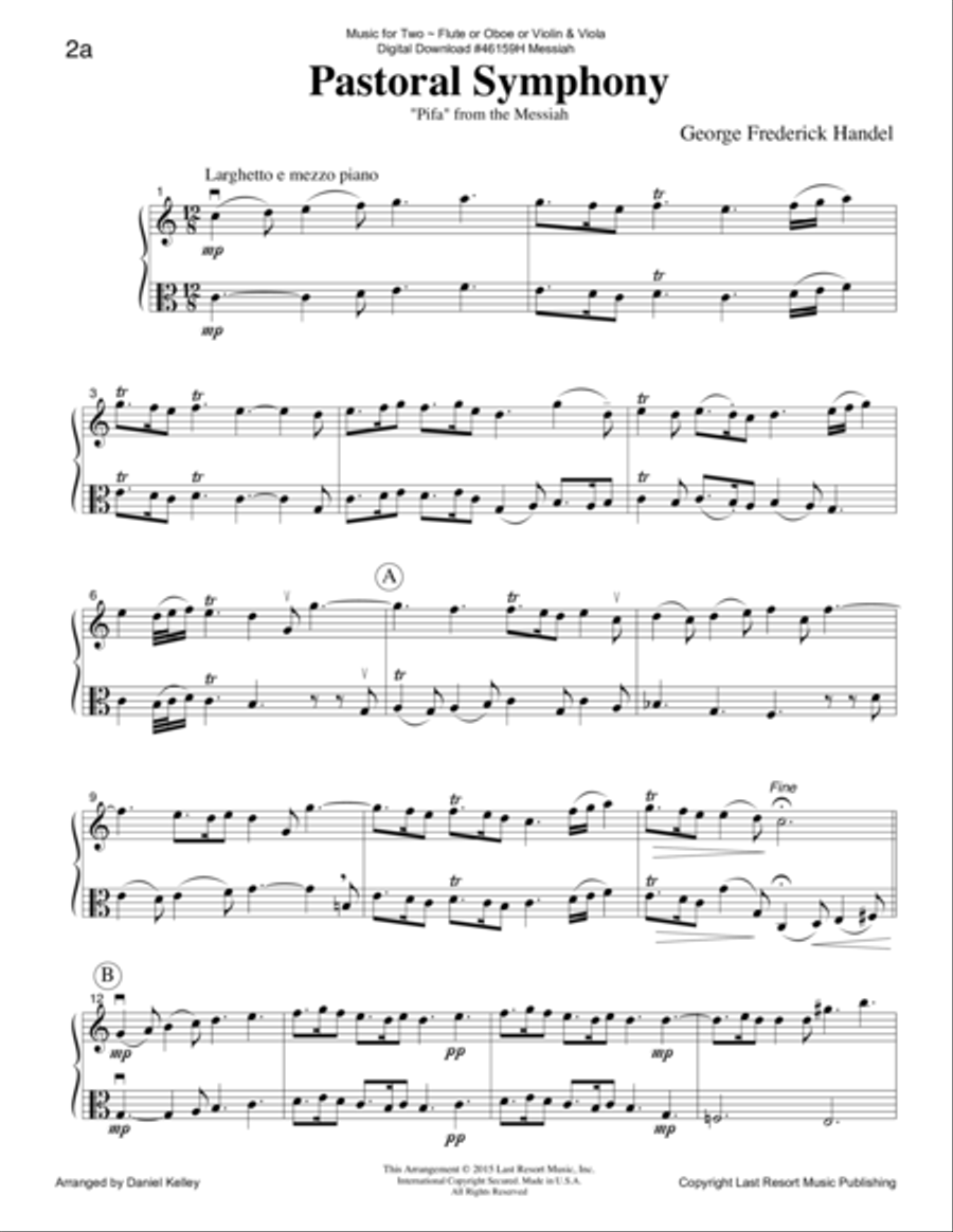 Handel's Messiah - Duet - for Flute or Oboe or Violin & Viola - Music for Two Small Ensemble scores gallery preview page 6