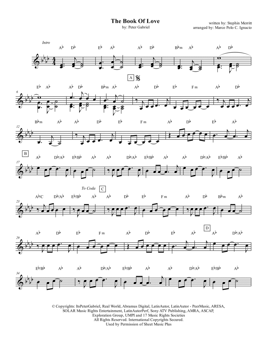 The Book Of Love Piano scores gallery preview page 1