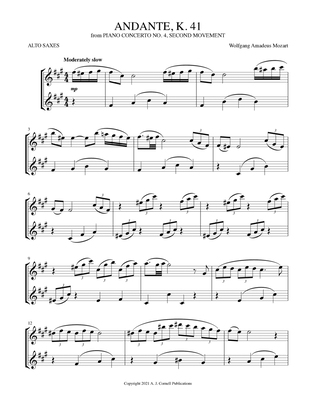 Andante (from Piano Concerto No. 4, K. 41)