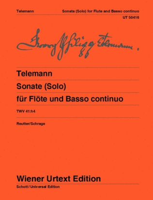 Book cover for Sonata for Flute and Basso Continuo TWV 41:h4