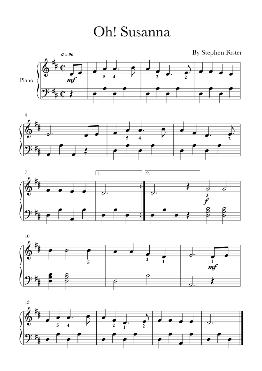 Oh! Susanna Piano Method scores gallery preview page 1