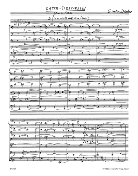 Kater-Paraphrasen für 6 Violoncelli (1978)