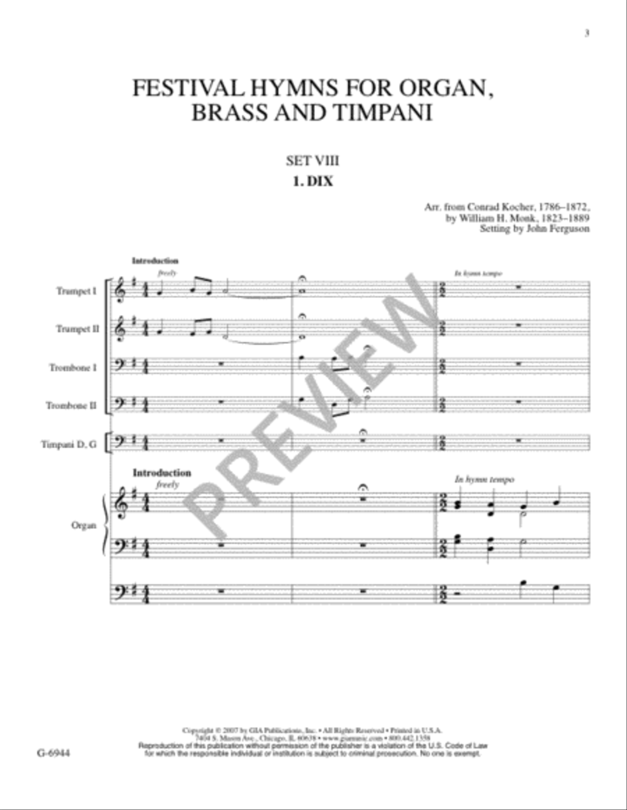 Festival Hymns for Organ, Brass and Timpani - Volume 8, General Trombone scores gallery preview page 5