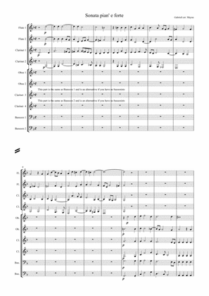 Gabrieli Sonata Pian e Forte - Arrangement for Woodwind Octet