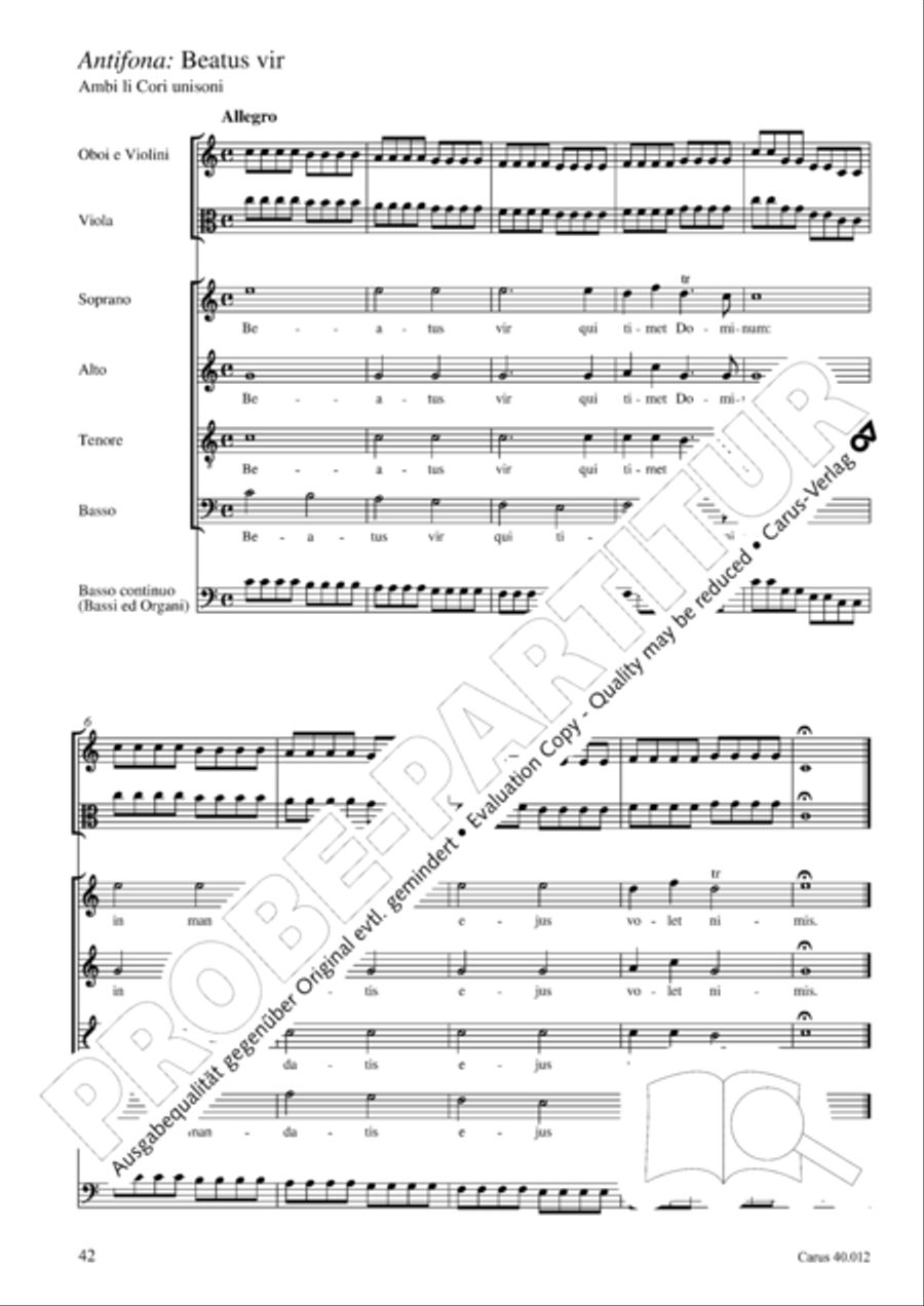 Beatus vir (How blest is he) Psalm 111 4-Part scores gallery preview page 43