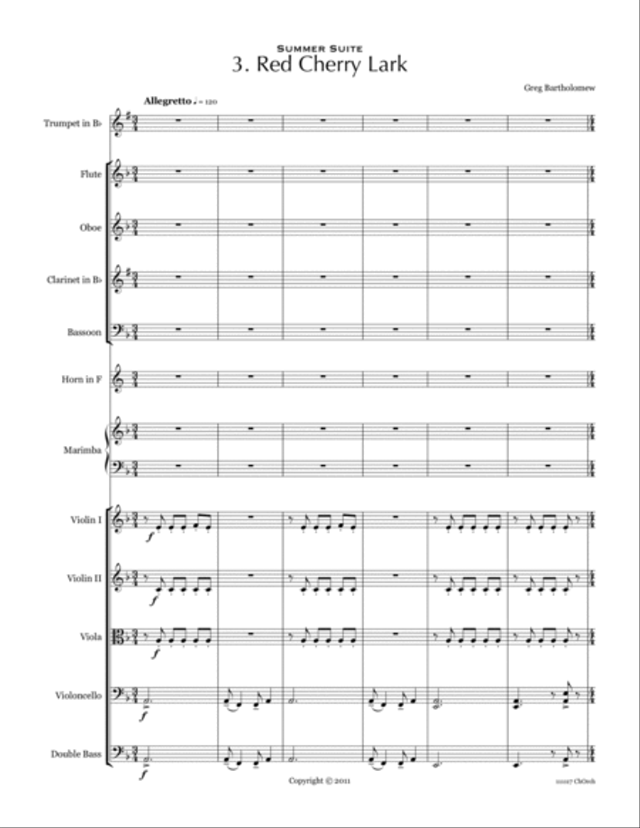 Red Cherry Lark (trumpet & chamber orchestra) Chamber Orchestra scores gallery preview page 3