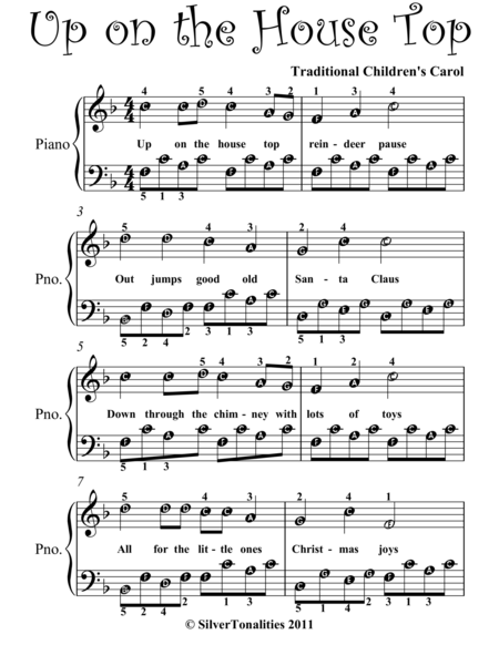 Up on the House Top Easy Piano Sheet Music