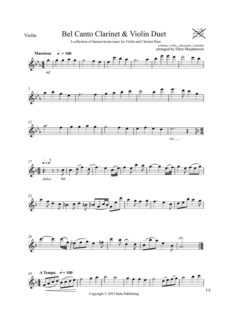Bel Canto Violin and Clarinet Duet Clarinet Duet scores gallery preview page 1