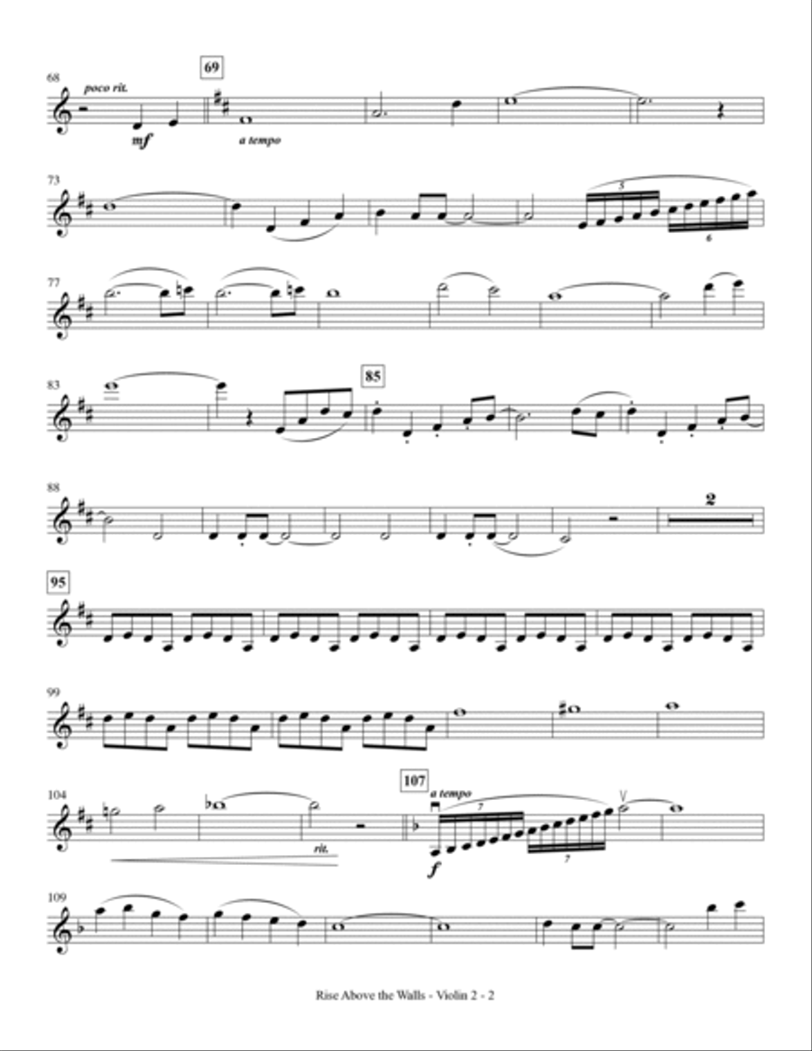 Rise Above The Walls - Violin 2 Choir scores gallery preview page 2