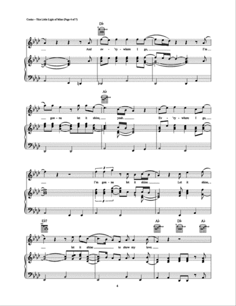 This Little Light of Mine Piano, Vocal, Guitar scores gallery preview page 4