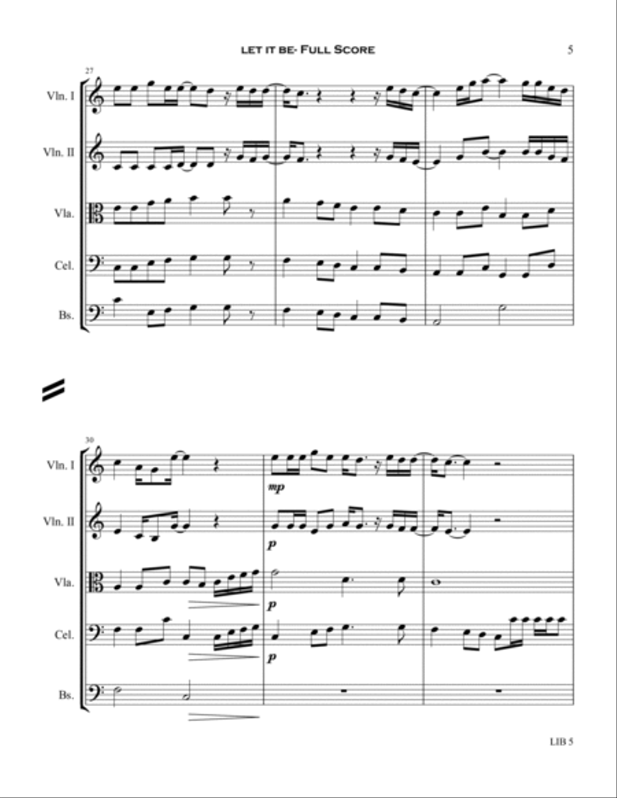 Let It Be Let It Be String Quartet scores gallery preview page 5