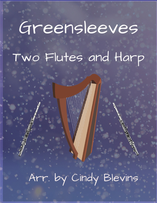 Book cover for Greensleeves, Two Flutes and Harp