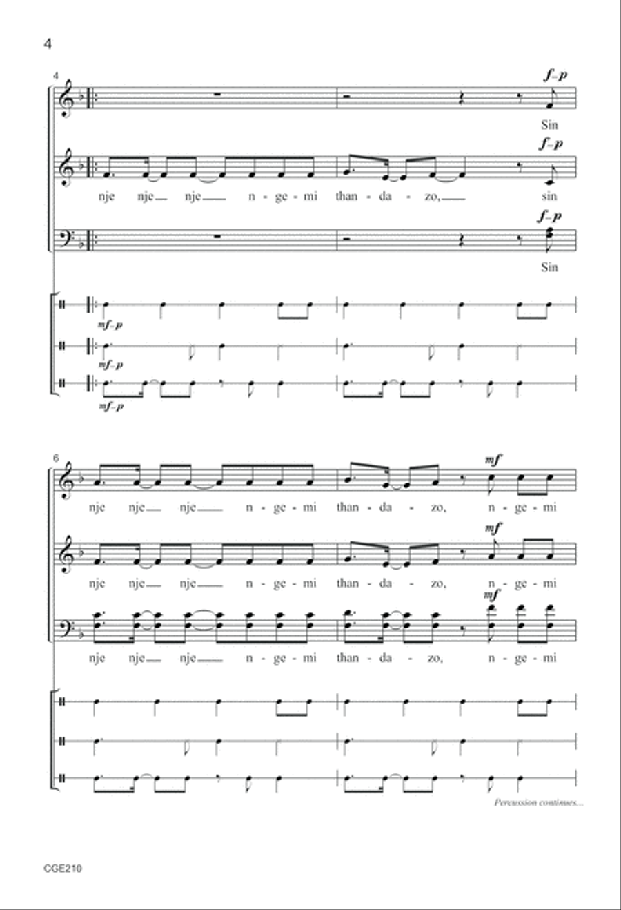 Babethandaza SATB Babethandaza SATB 4-Part scores gallery preview page 4