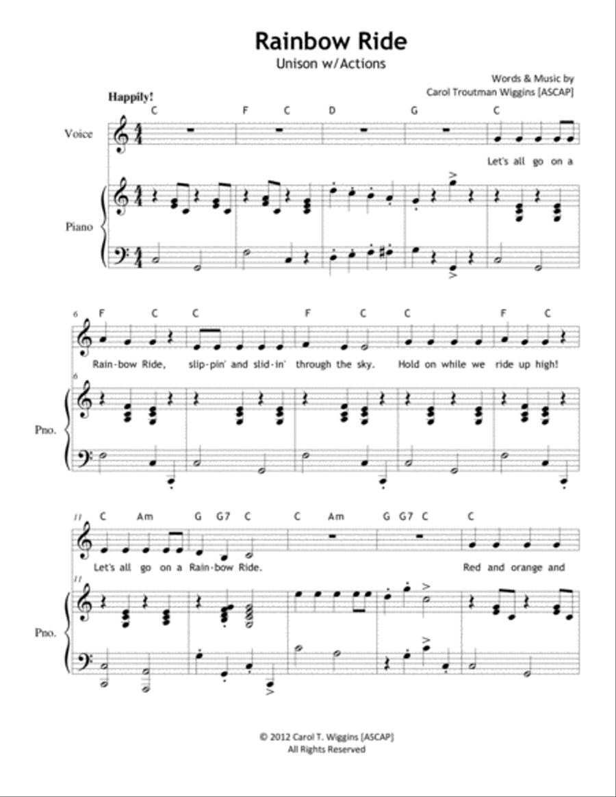 Rainbow Ride Unison Choir scores gallery preview page 1