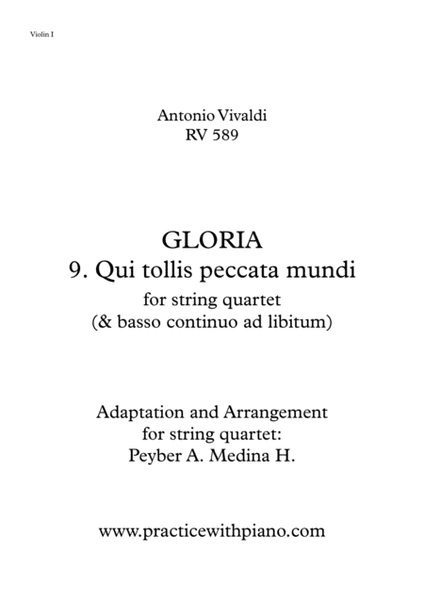 Vivaldi - RV 589, GLORIA - 9. Qui Tollis Peccata Mundi, for string quartet image number null
