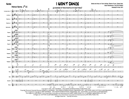I Won't Dance by Neal Hefti Big Band - Sheet Music