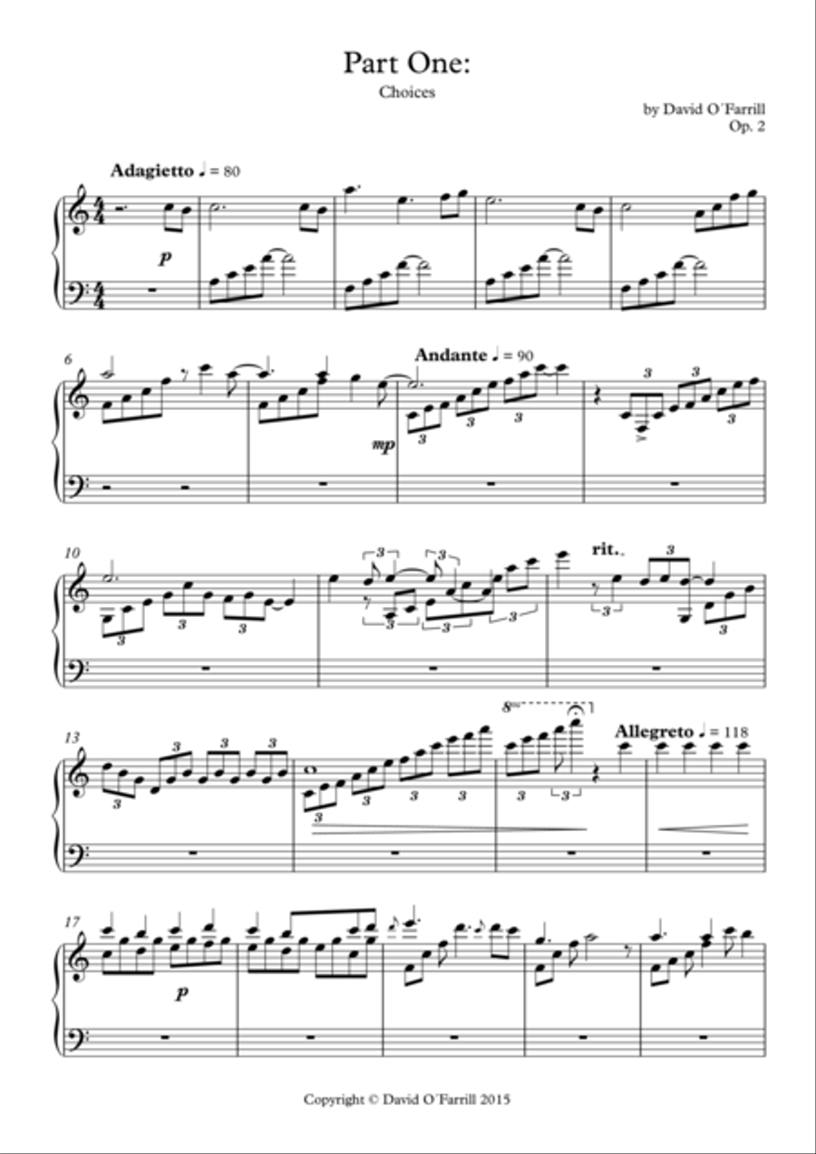 Part One: Choices Piano Solo scores gallery preview page 1