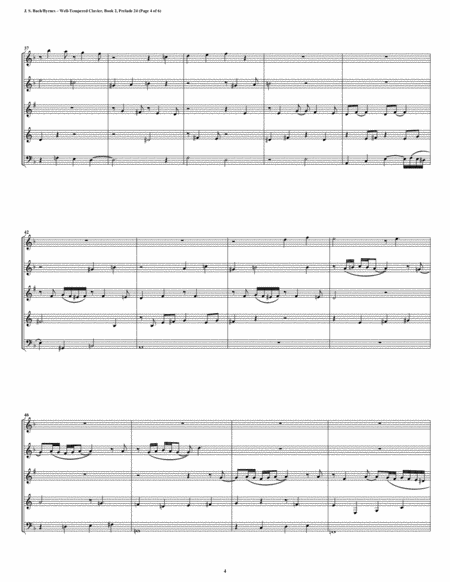 Prelude 24 from Well-Tempered Clavier, Book 2 (Woodwind Quintet) image number null