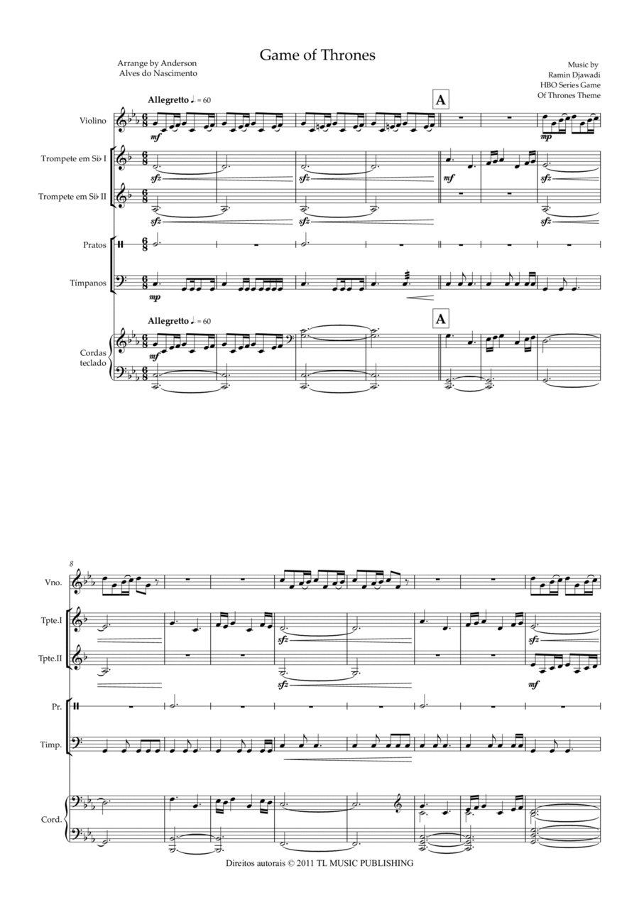 Game Of Thrones Violin scores gallery preview page 1