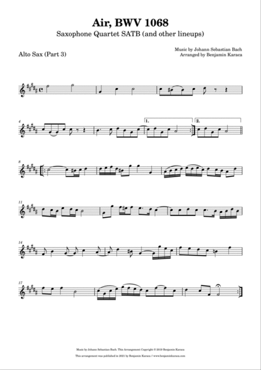 Air (Orchestral Suite No. 3 in D major), BWV 1068 Woodwind Ensemble scores gallery preview page 6