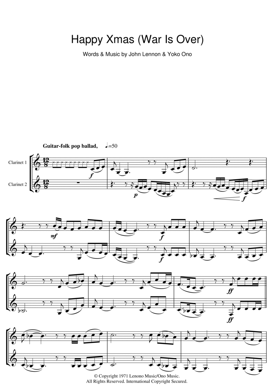 Happy Xmas (War Is Over) Happy Xmas (War Is Over) Piano scores gallery preview page 1
