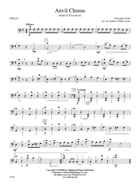 Anvil Chorus (from Il Trovatore): Cello