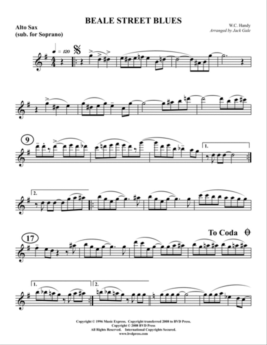 Beale Street Blues Saxophone Quartet scores gallery preview page 6