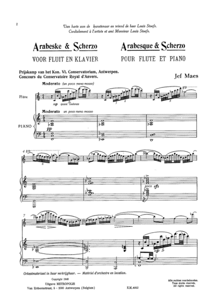 Arabeske en Scherzo for Flute and Piano
