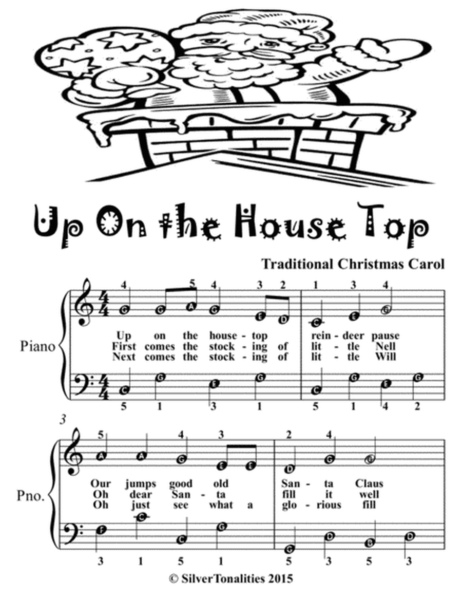 Up On the House Top Easy Piano Sheet Music 2nd Edition