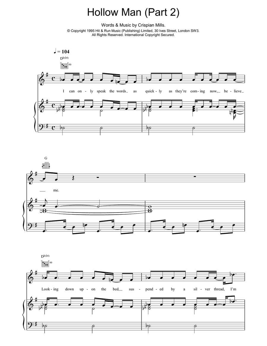 Hollow Man (Part 2) Hollow Man (Part 2) Piano, Vocal, Guitar scores gallery preview page 1