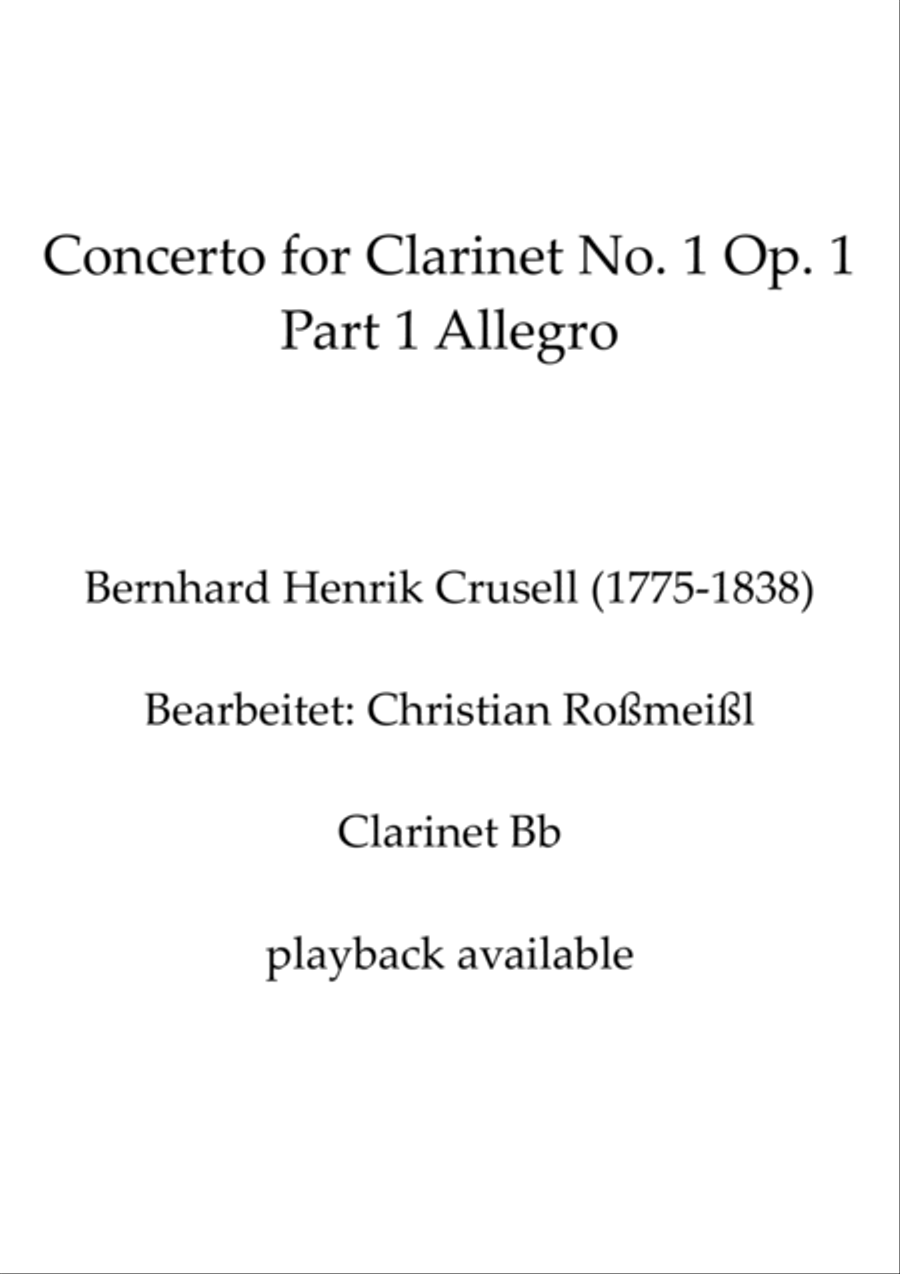 Crusell Concerto for Clarinet No. 1 Op. 1 Part 1 Allegro Clarinet Solo scores gallery preview page 1