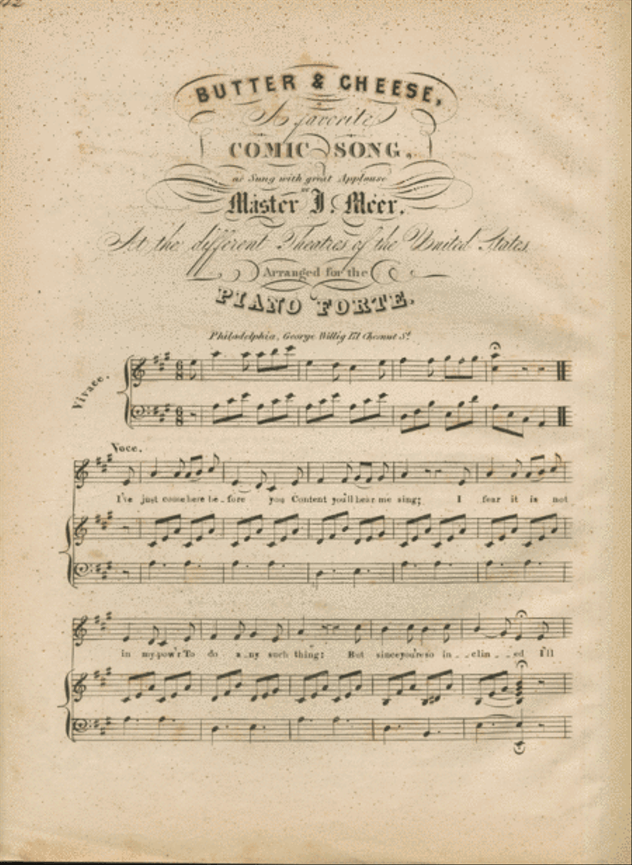 Butter & Cheese. A Favorite Comic Song Voice scores gallery preview page 1