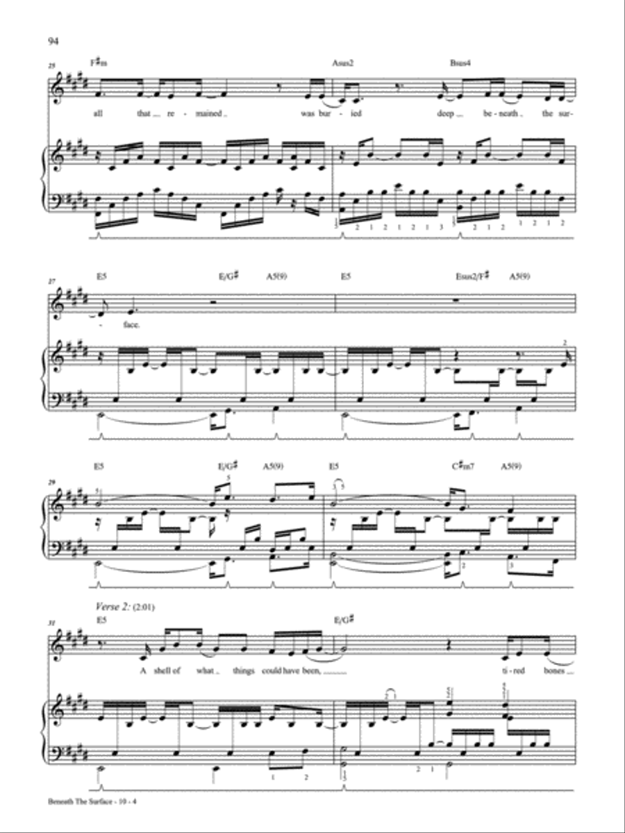 Beneath the Surface Piano, Vocal, Guitar scores gallery preview page 4