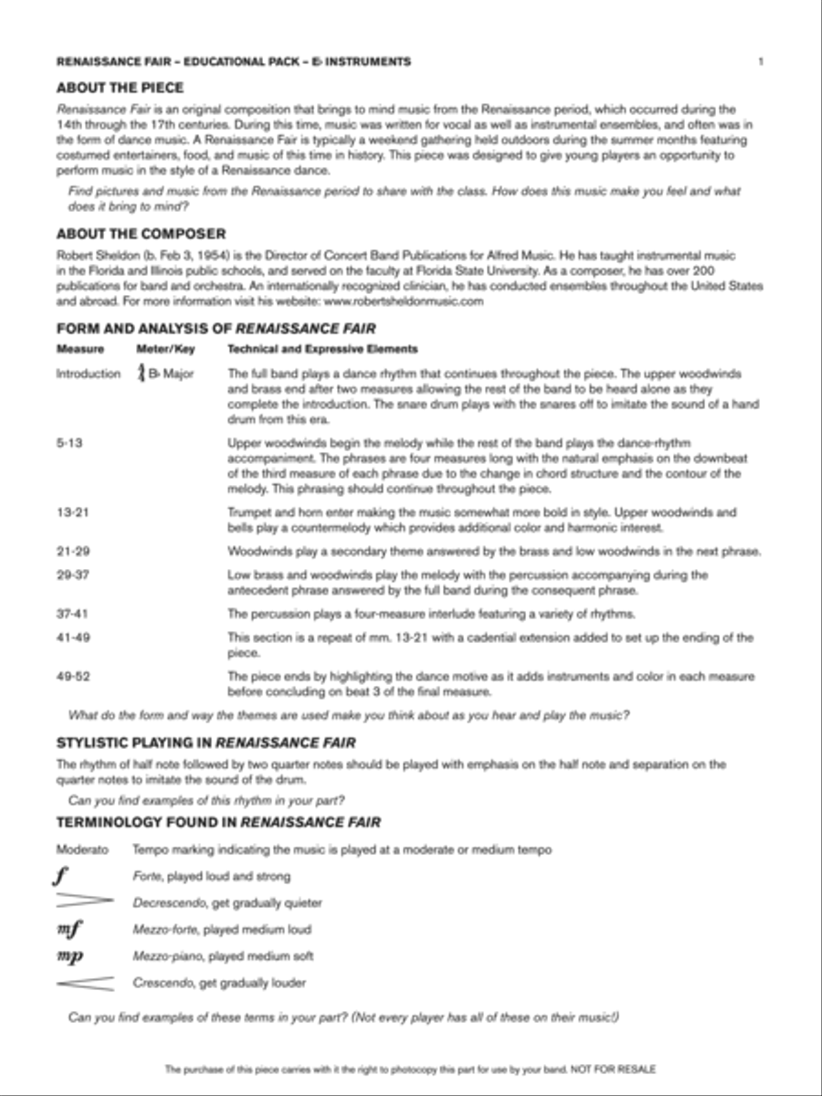 Renaissance Fair: Eb Educational Pack Concert Band scores gallery preview page 1