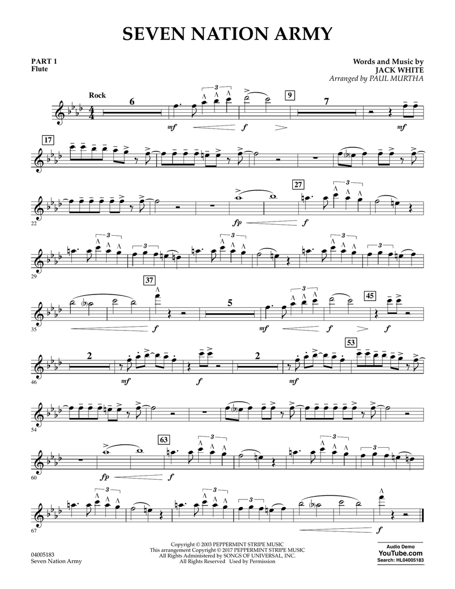 Seven Nation Army - Pt.1 - Flute Concert Band scores gallery preview page 1