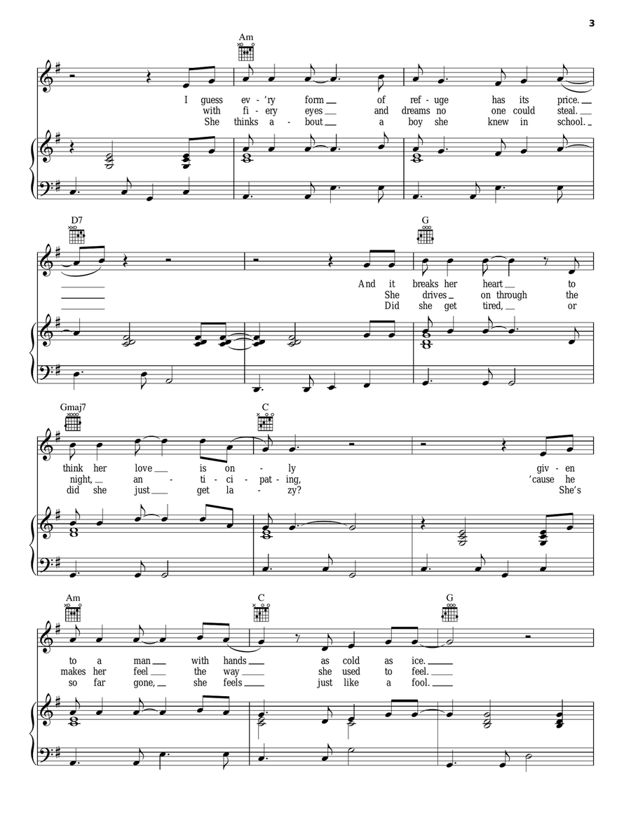 Lyin' Eyes Piano, Vocal, Guitar scores gallery preview page 3