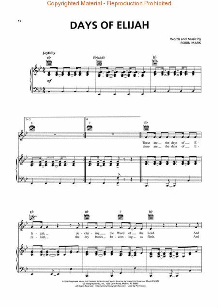 Days of Elijah - The Best of Robin Mark Piano, Vocal, Guitar scores gallery preview page 3