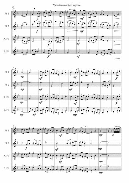 Variations on Kelvingrove for flute quartet image number null