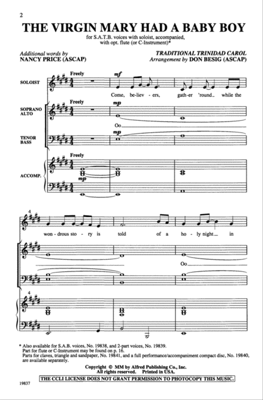 The Virgin Had a Baby Boy 4-Part scores gallery preview page 2