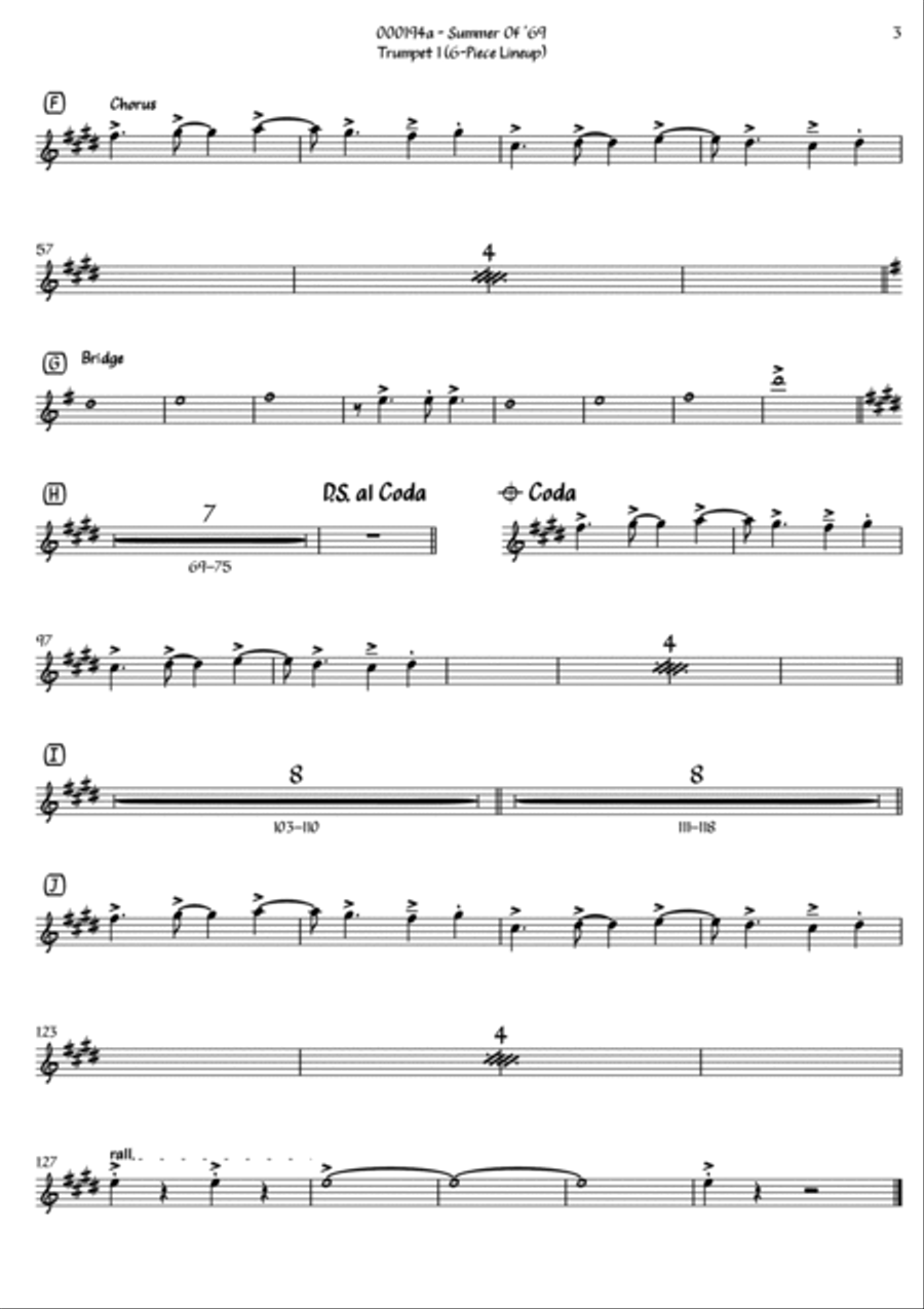 Summer Of '69 Small Ensemble scores gallery preview page 3