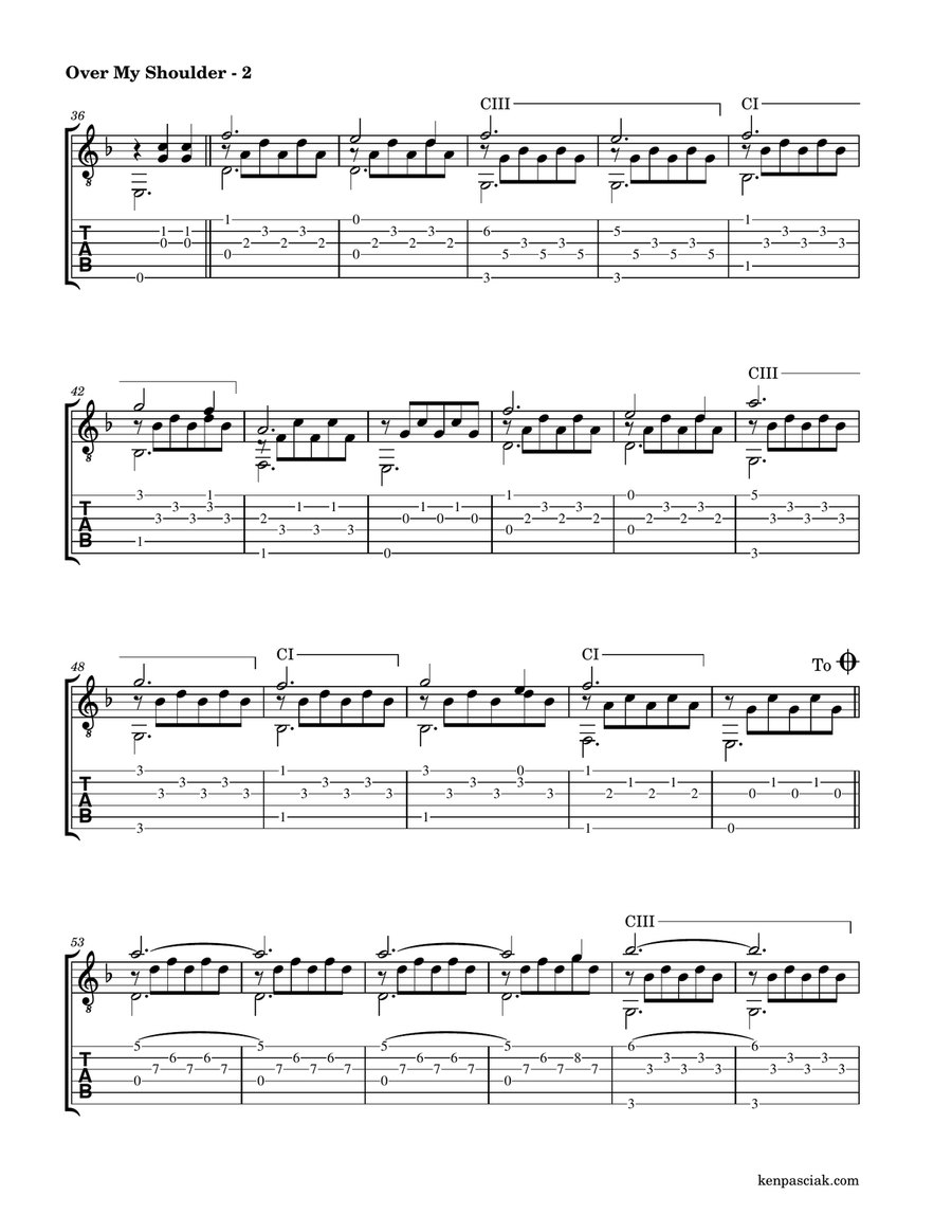 Over My Shoulder Acoustic Guitar scores gallery preview page 3
