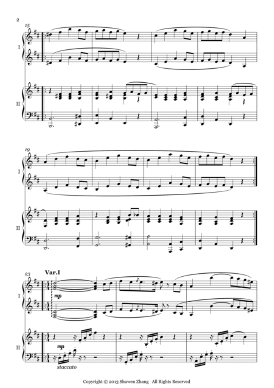 Variations on a theme by Mozart (for two pianos) Piano Solo scores gallery preview page 2