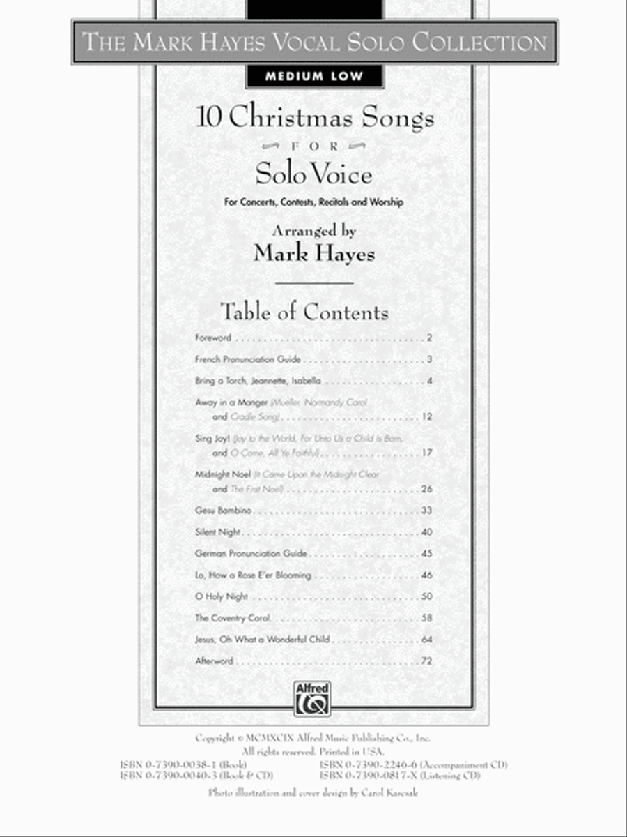 The Mark Hayes Vocal Solo Collection -- 10 Christmas Songs for Solo Voice