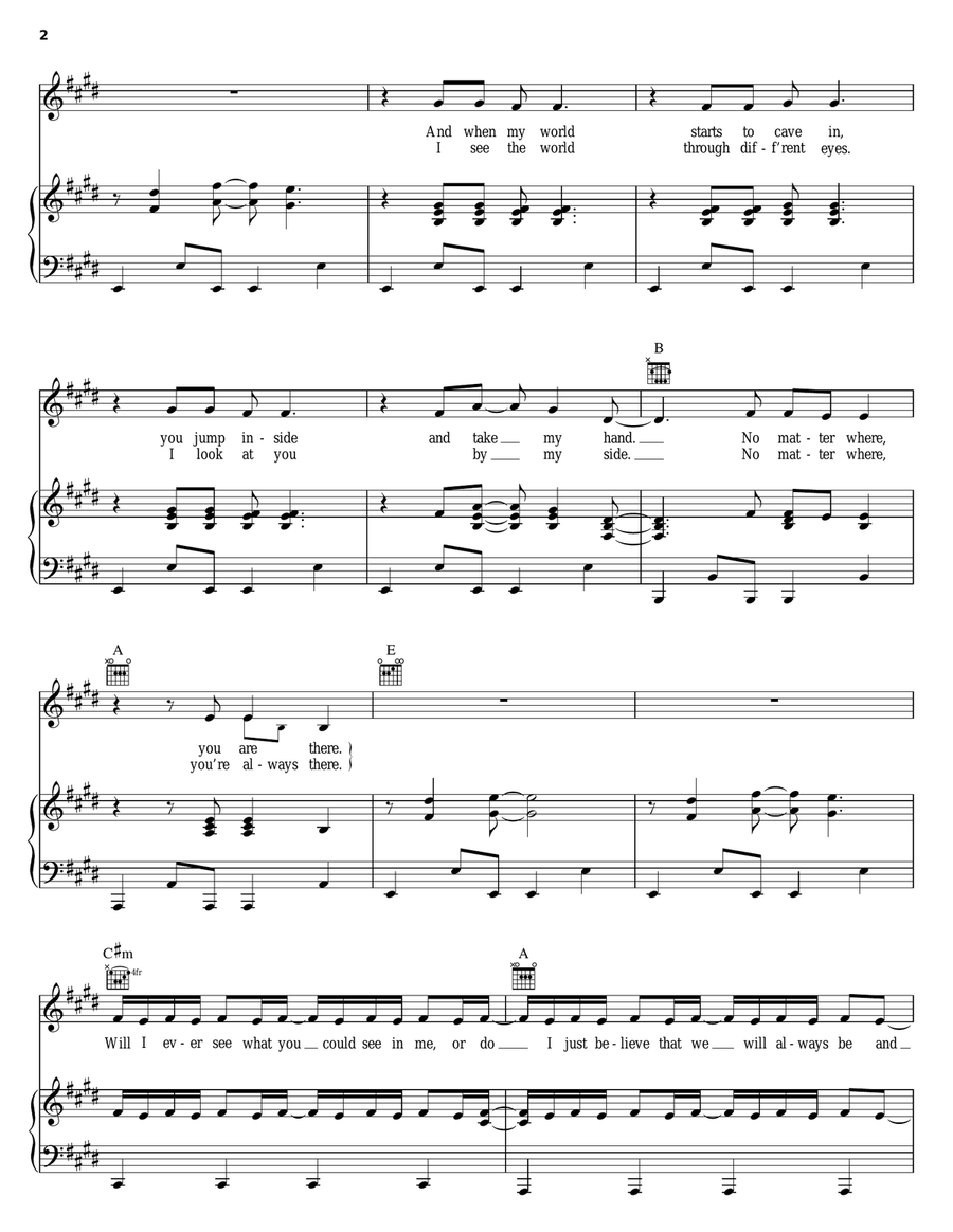 Real Life Fairytale Real Life Fairytale Piano, Vocal, Guitar scores gallery preview page 2