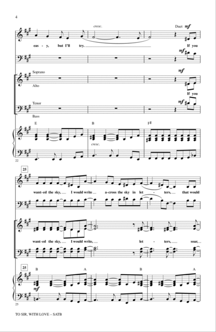 To Sir, With Love 4-Part scores gallery preview page 3