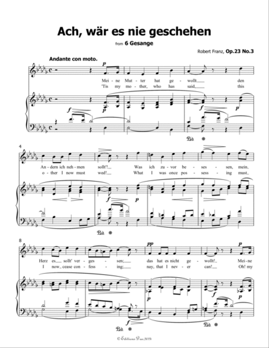 Ach, war es nie geschehen, by Robert Franz, in b flat minor Voice scores gallery preview page 3