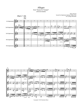 Allegro (from "Sonata for Trumpet") (Bb) (Euphonium Quintet - Treble Clef)