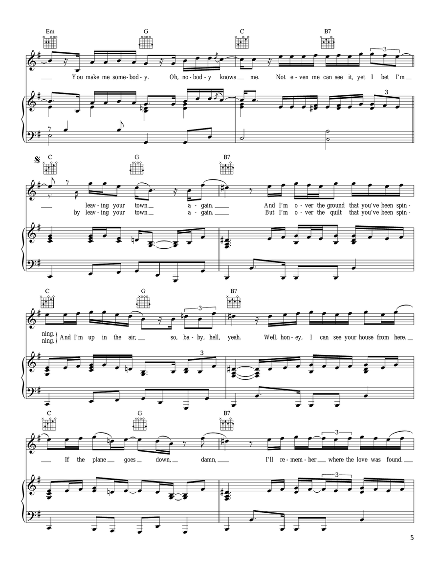 Plane Piano, Vocal, Guitar scores gallery preview page 5