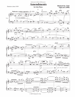 Amendments for Solo Piano (1990)
